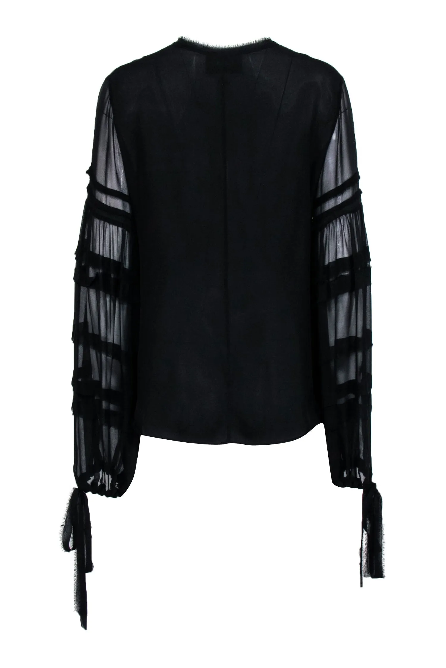 Alexis - Black Silk Semi Sheer Blouse Sz M
