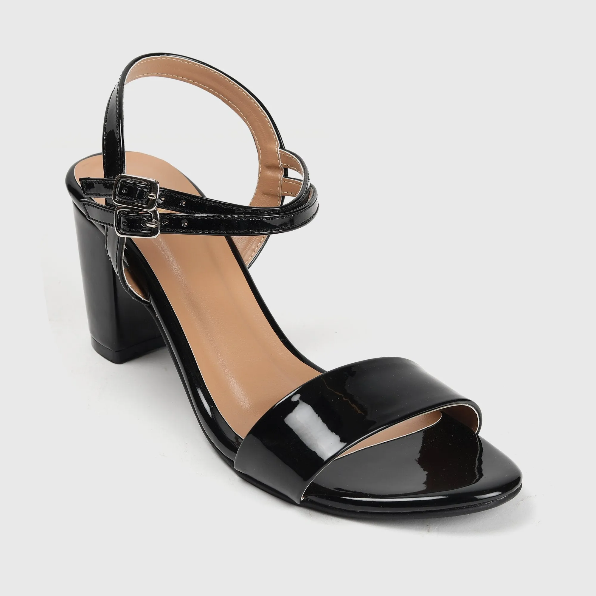 Ankle Strap Patent Block Heel Sandals