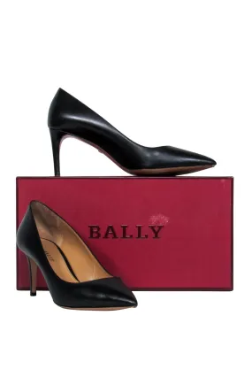 Bally - Black Leather Pointed Toe "Elaise" Pumps Sz 9.5