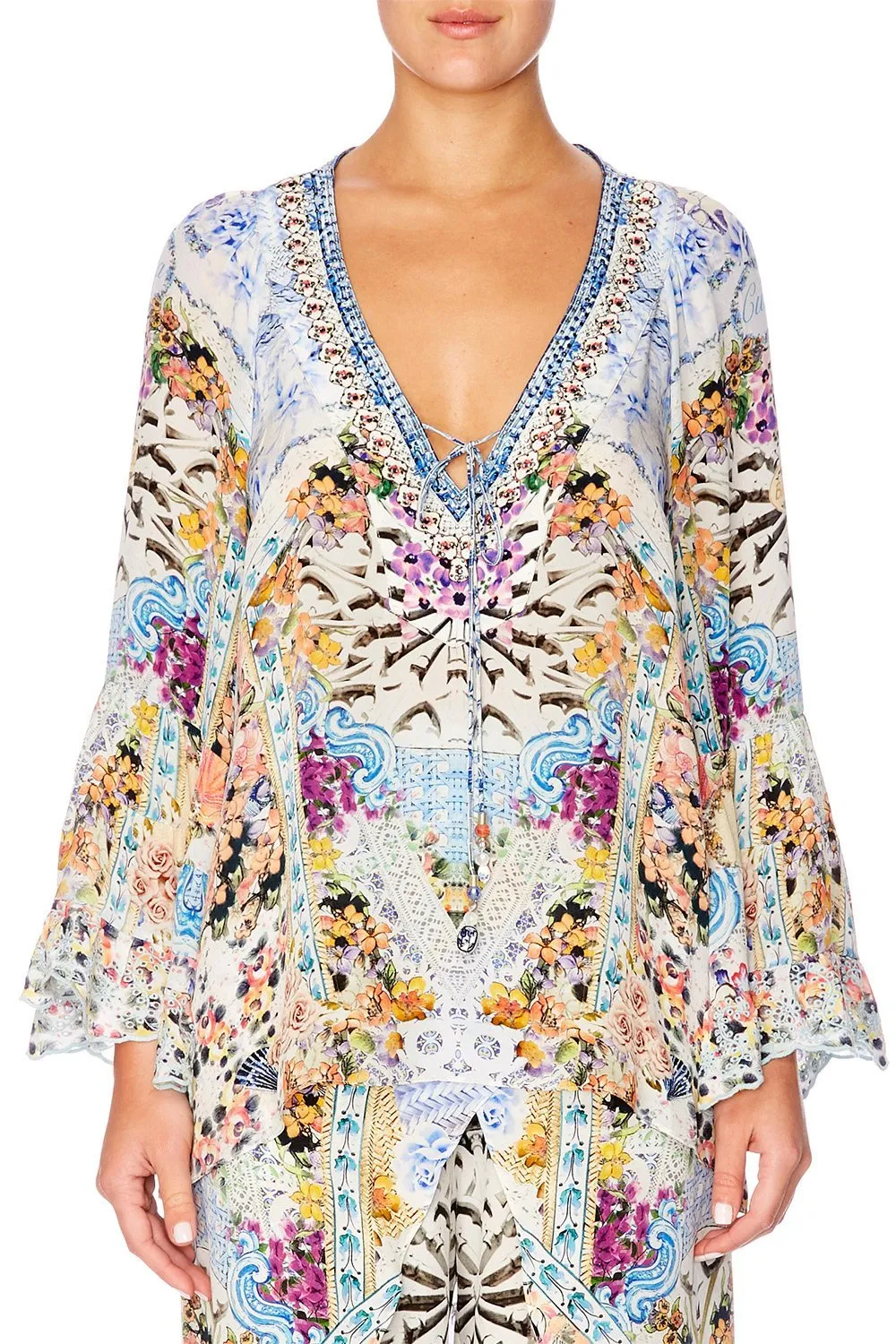 BLOUSE WITH FRILL SLEEVE & HEM GIRL NEXT DOOR