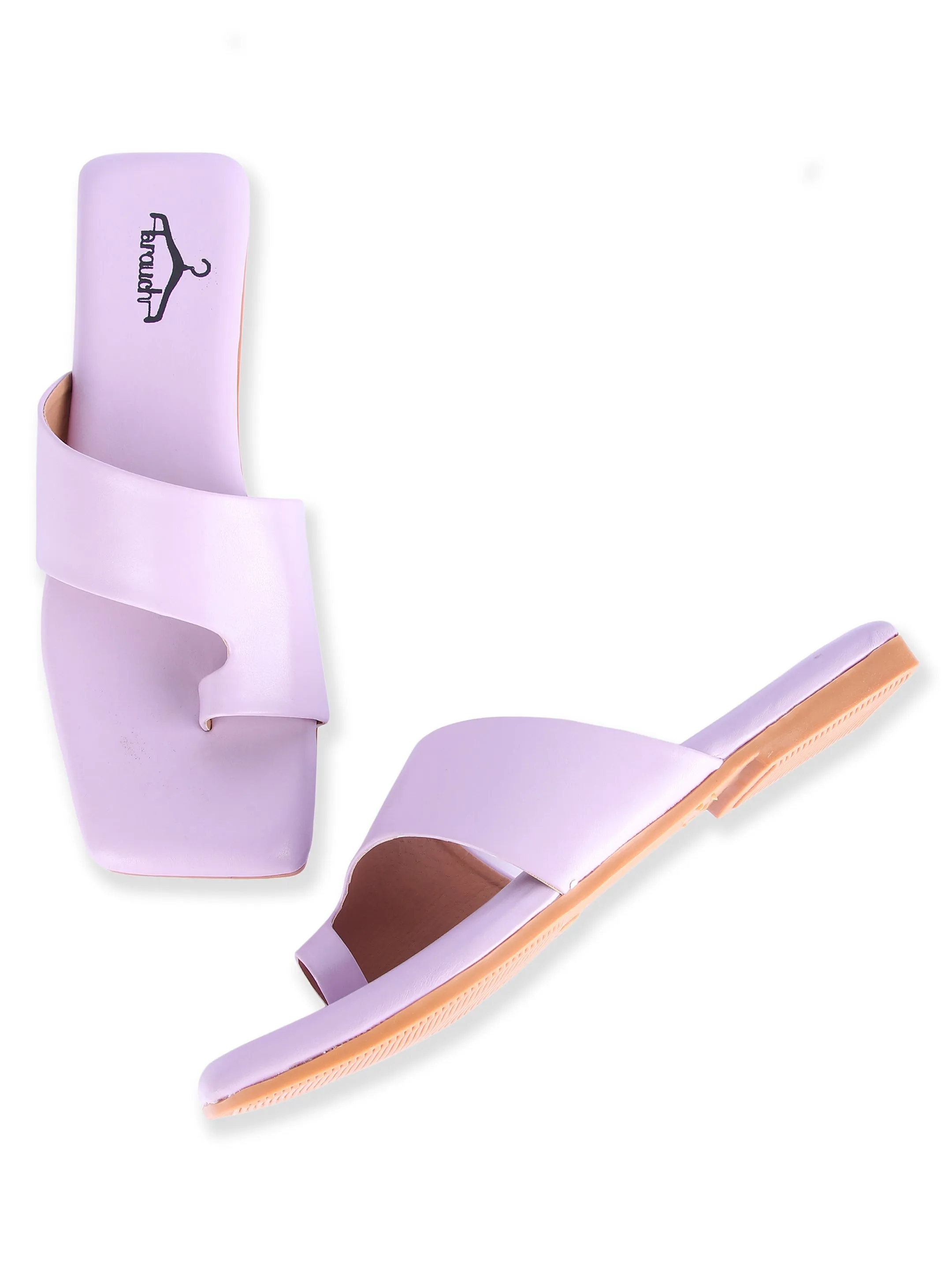 Brauch Purple Thumb Strap Square Toe Flats