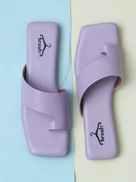 Brauch Purple Thumb Strap Square Toe Flats