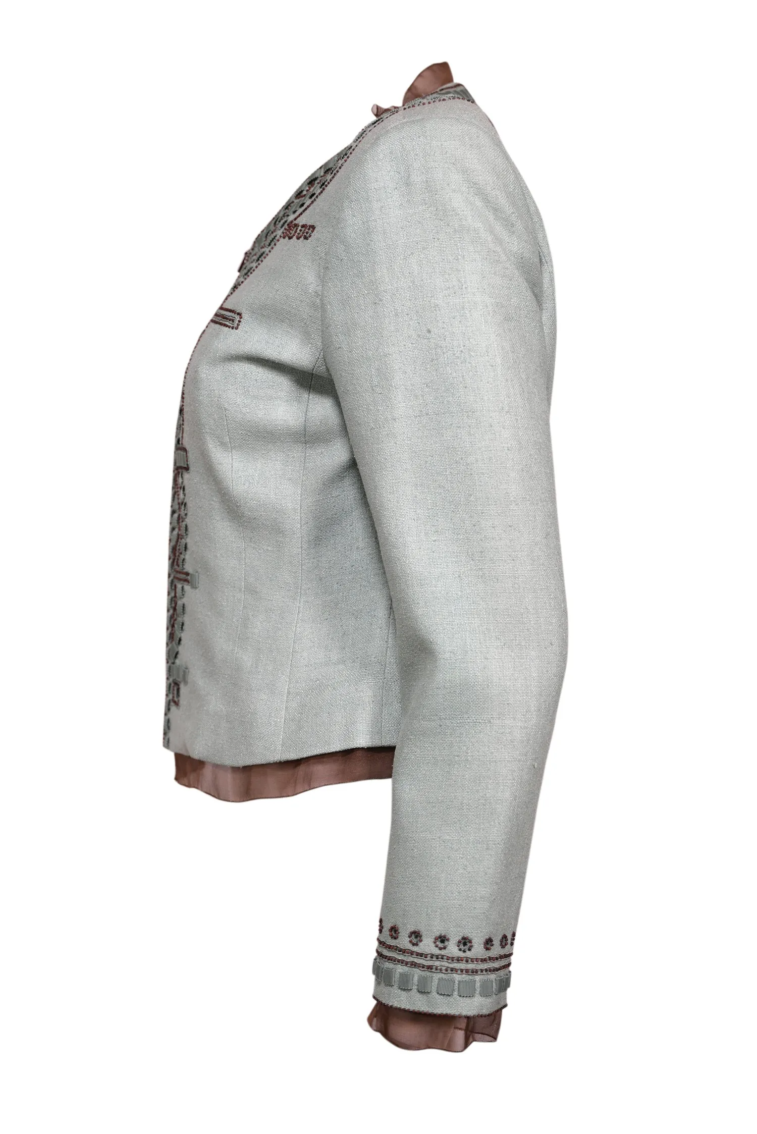 Carolina Herrera - Mint Green w/ Brown Embroidery & Beading Sz 6