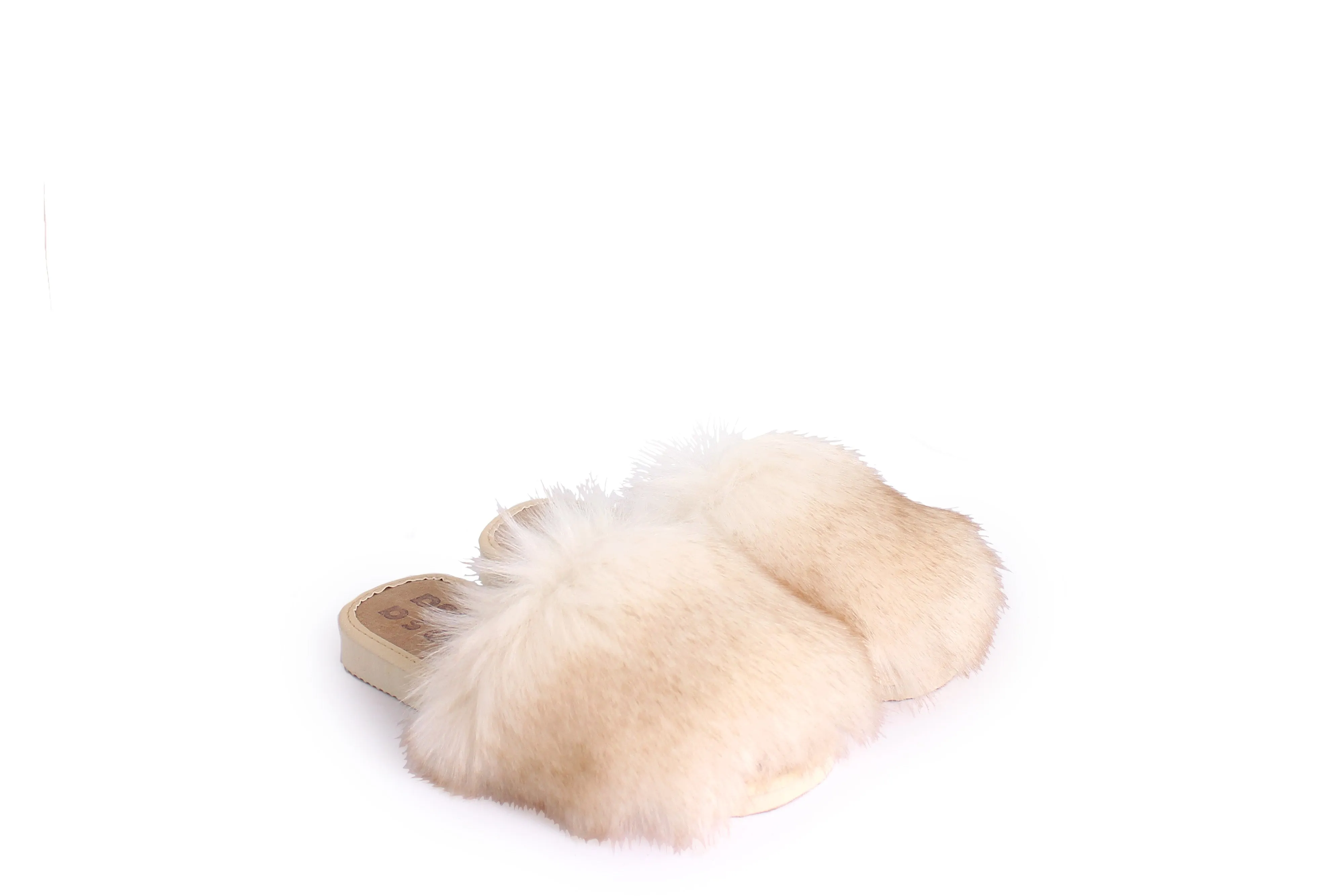 Faux Fur Slippers   White Fox