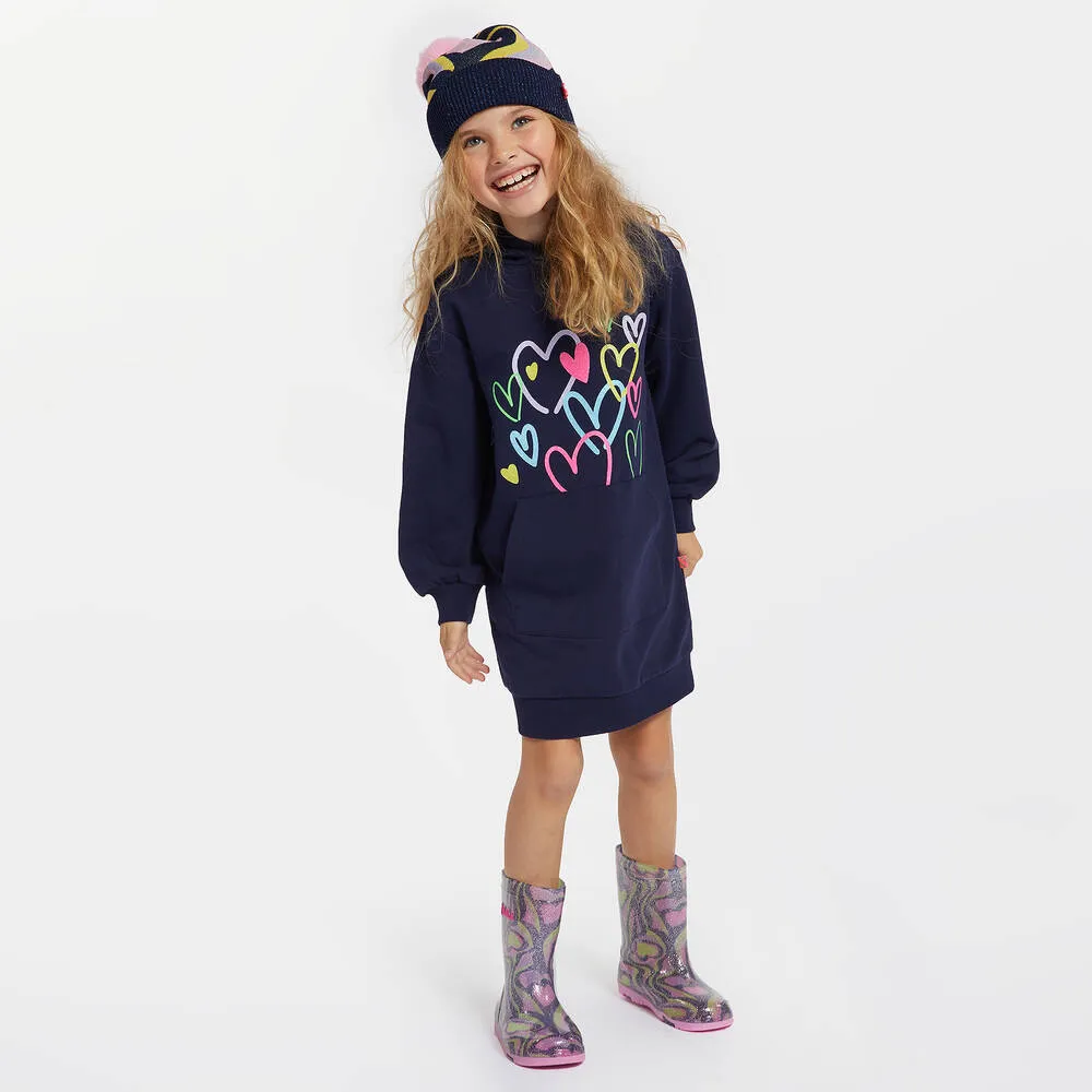 Girls Pink & Green heart Glittery Rain Boots