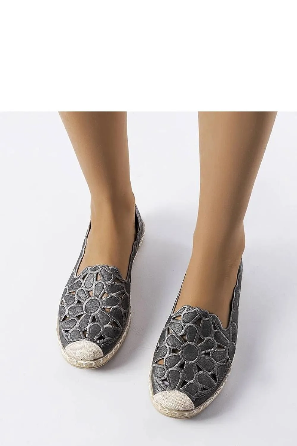 Gray openwork espadrilles
