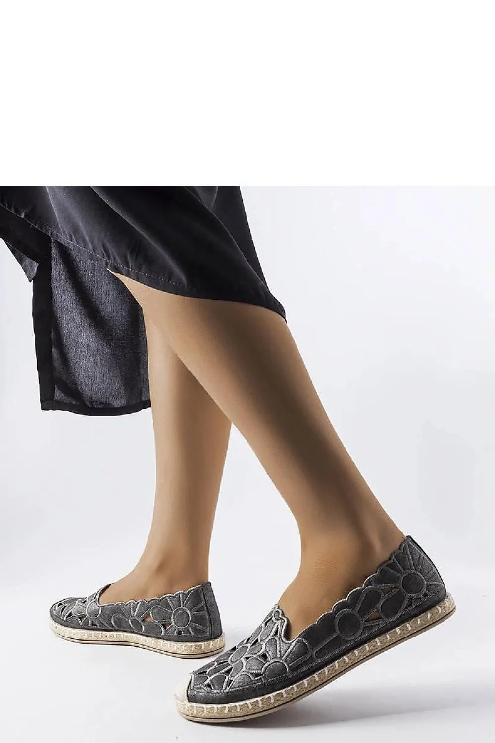 Gray openwork espadrilles