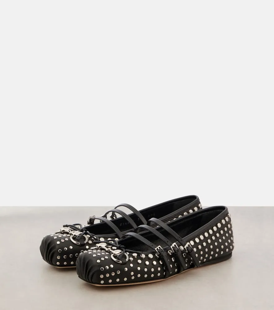 Gucci Gucci Horsebit studded leather ballet flats