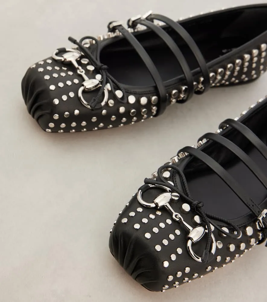 Gucci Gucci Horsebit studded leather ballet flats