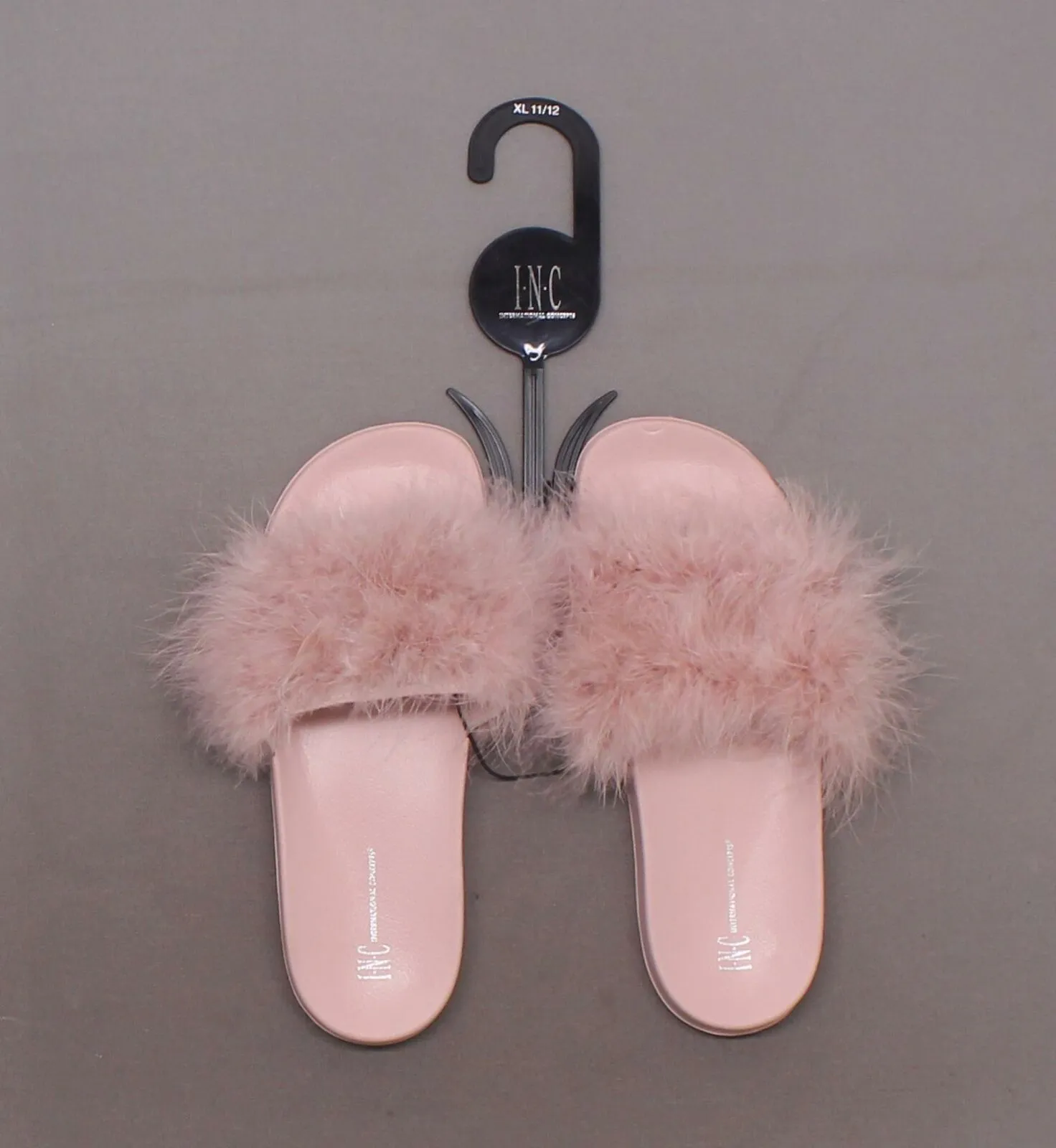 INC International Concepts Women's Faux-Marabou Slide Slippers