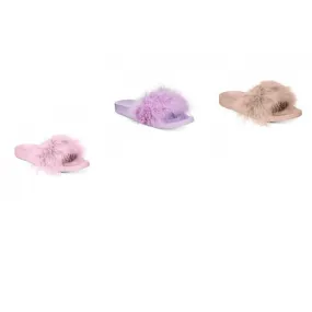 INC International Concepts Women's Faux-Marabou Slide Slippers