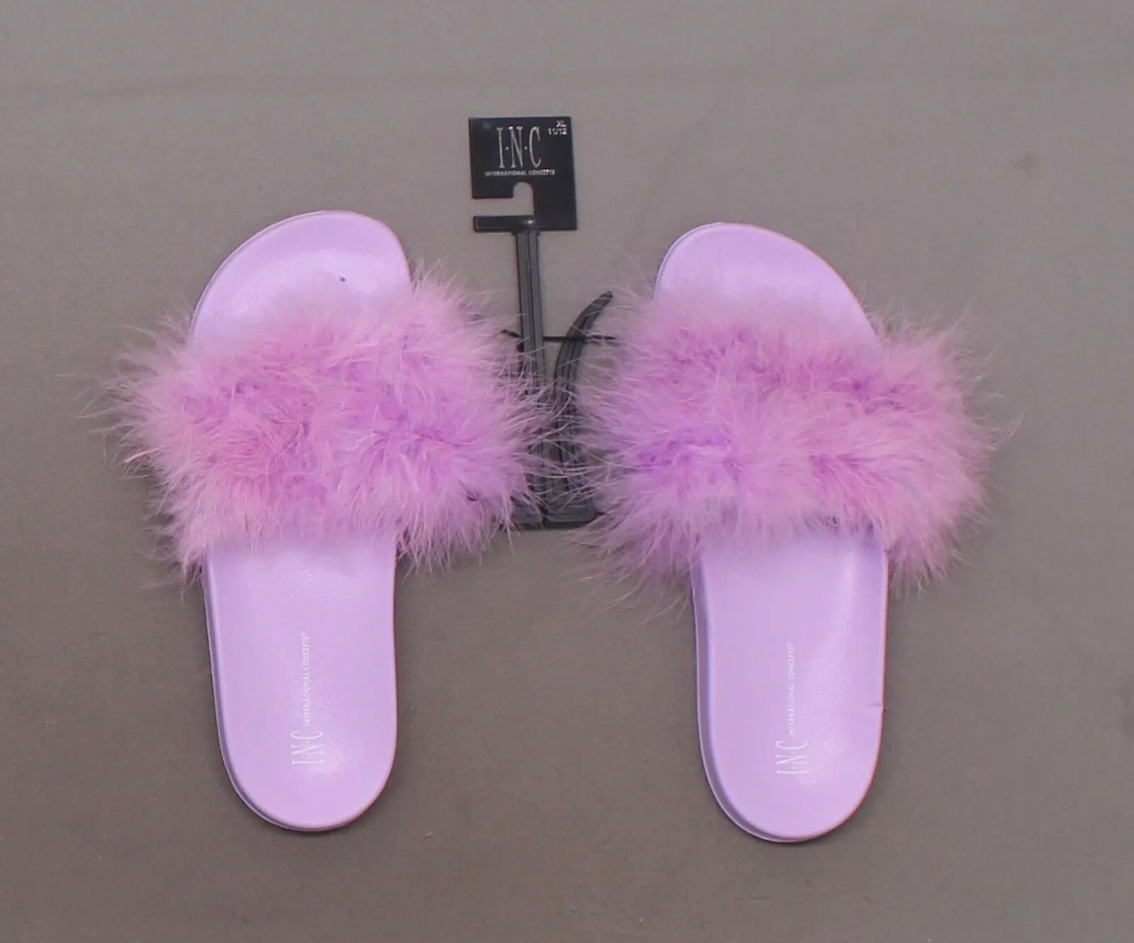 INC International Concepts Women's Faux-Marabou Slide Slippers