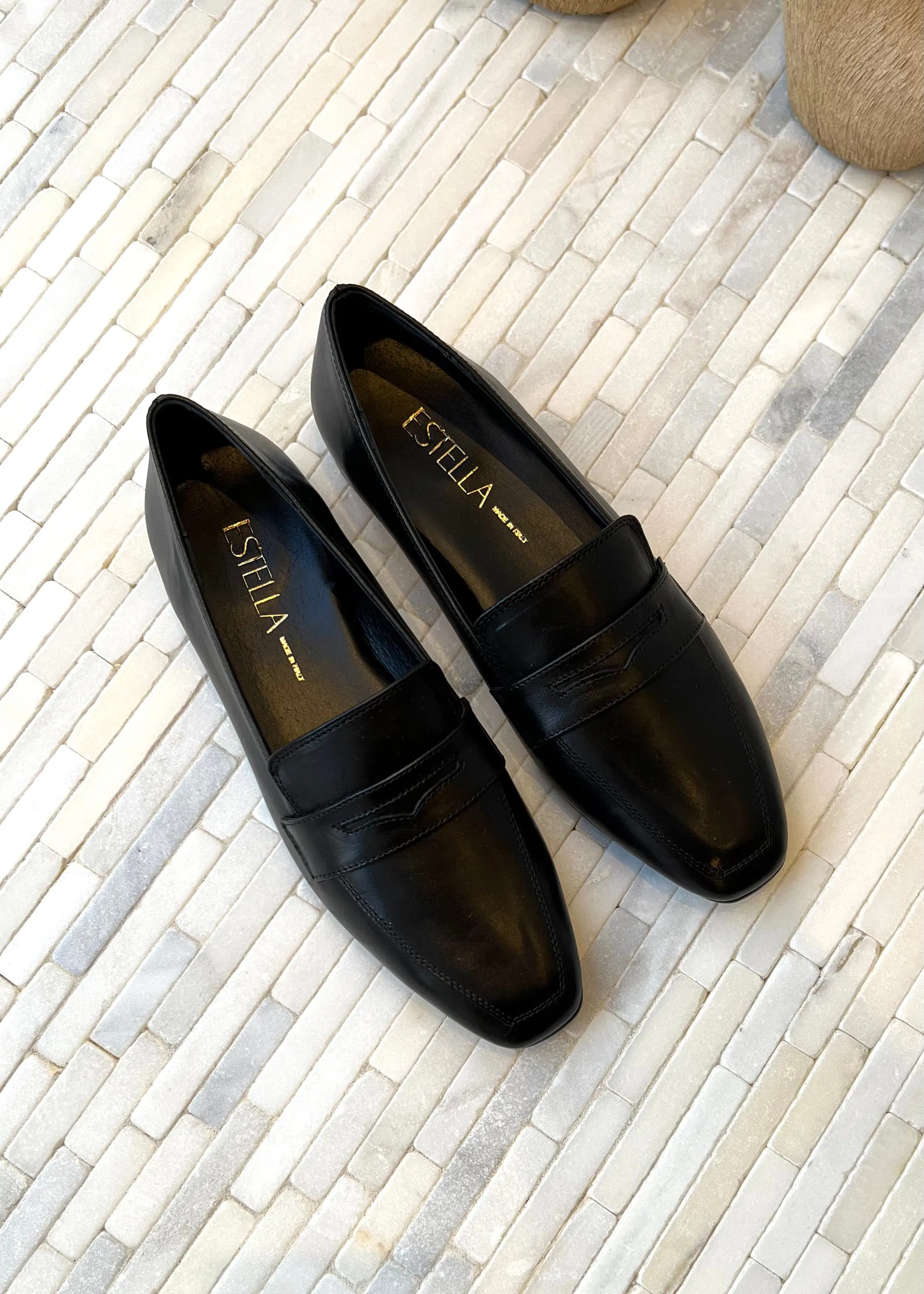 Kate Penny Loafer in Black Leather