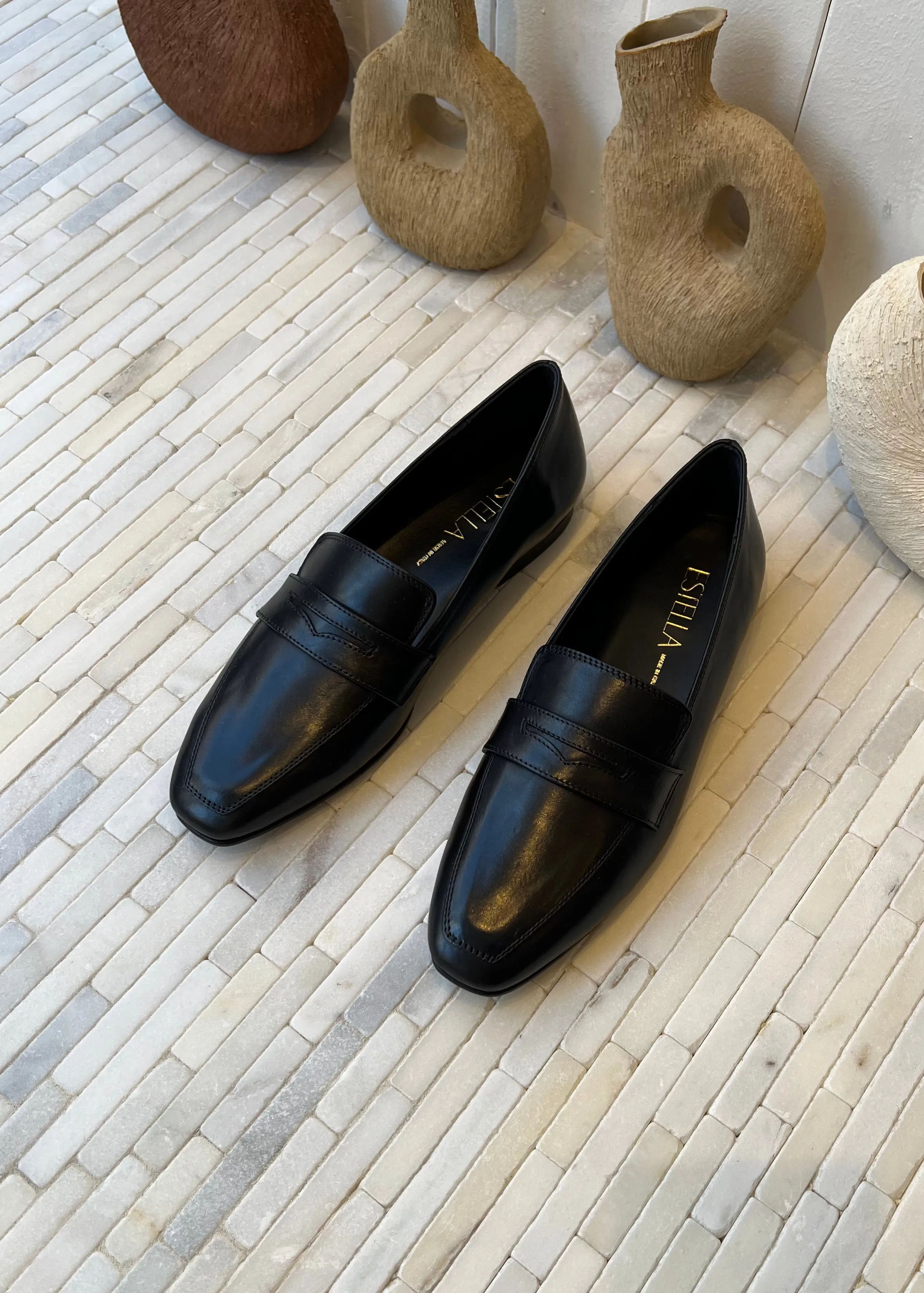 Kate Penny Loafer in Black Leather