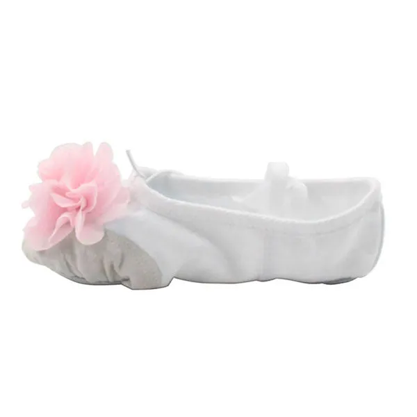 Kid Girl's Canvas Ballet Dance Yoga Slippers with Flower