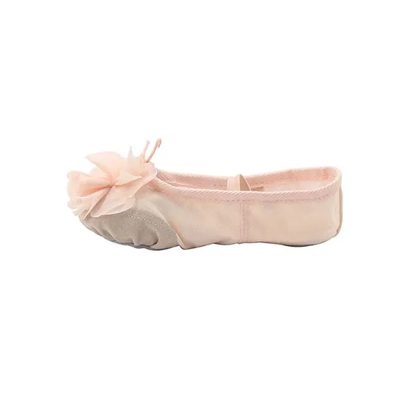 Kid Girl's Canvas Ballet Dance Yoga Slippers with Flower