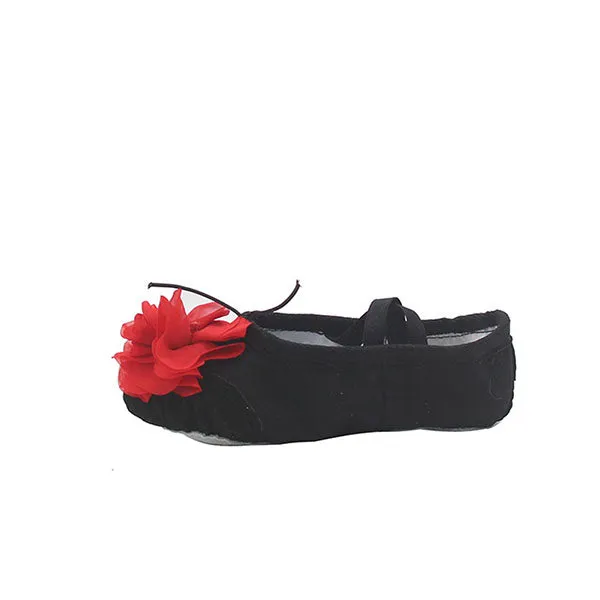 Kid Girl's Canvas Ballet Dance Yoga Slippers with Flower