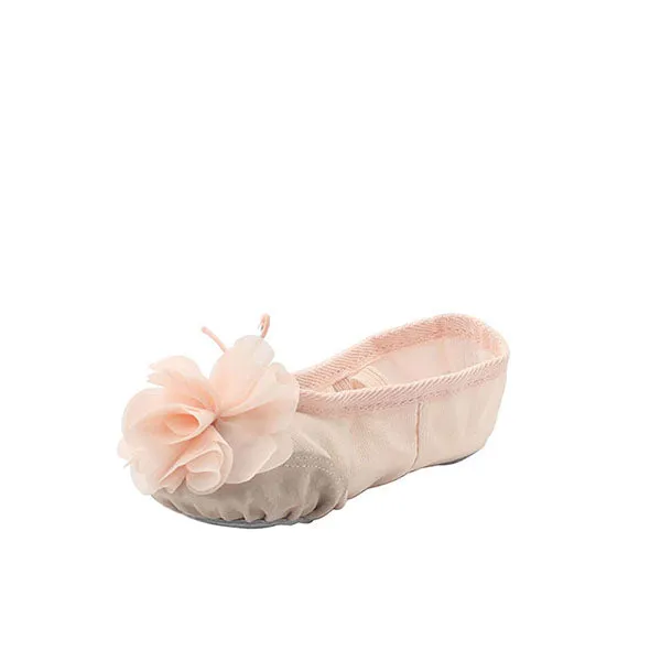 Kid Girl's Canvas Ballet Dance Yoga Slippers with Flower