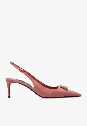 Lollo 60 Polished Leather Slingback Pumps