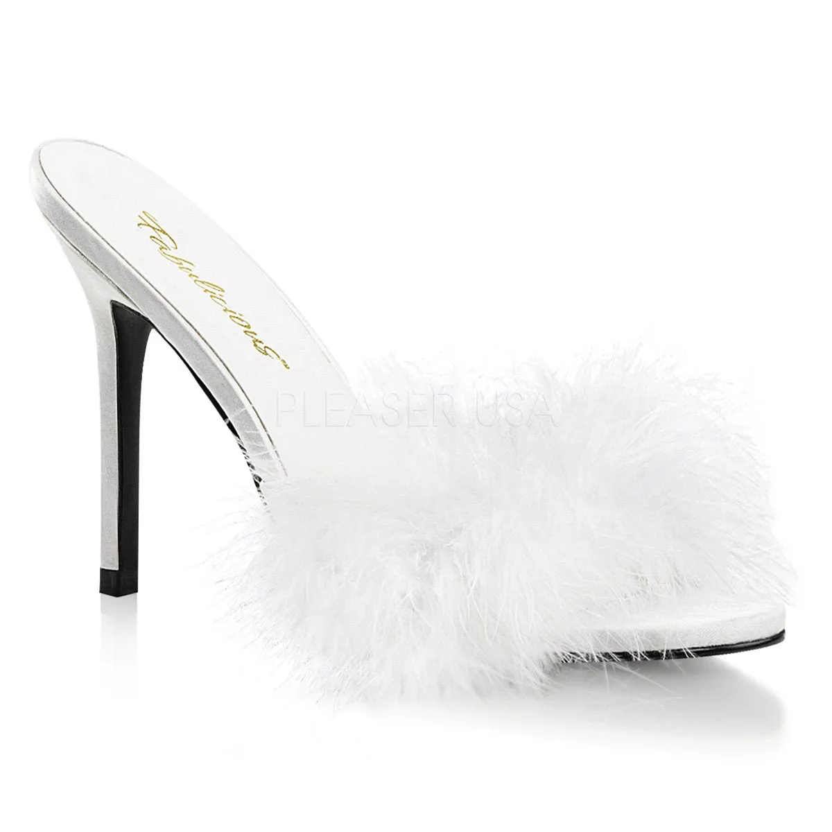 Marabou Feather Slipper with 4-inch Heel 4-colors PS-CLASSIQUE-01F
