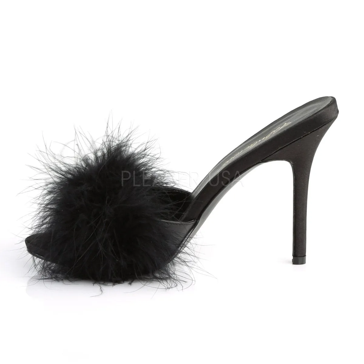 Marabou Feather Slipper with 4-inch Heel 4-colors PS-CLASSIQUE-01F