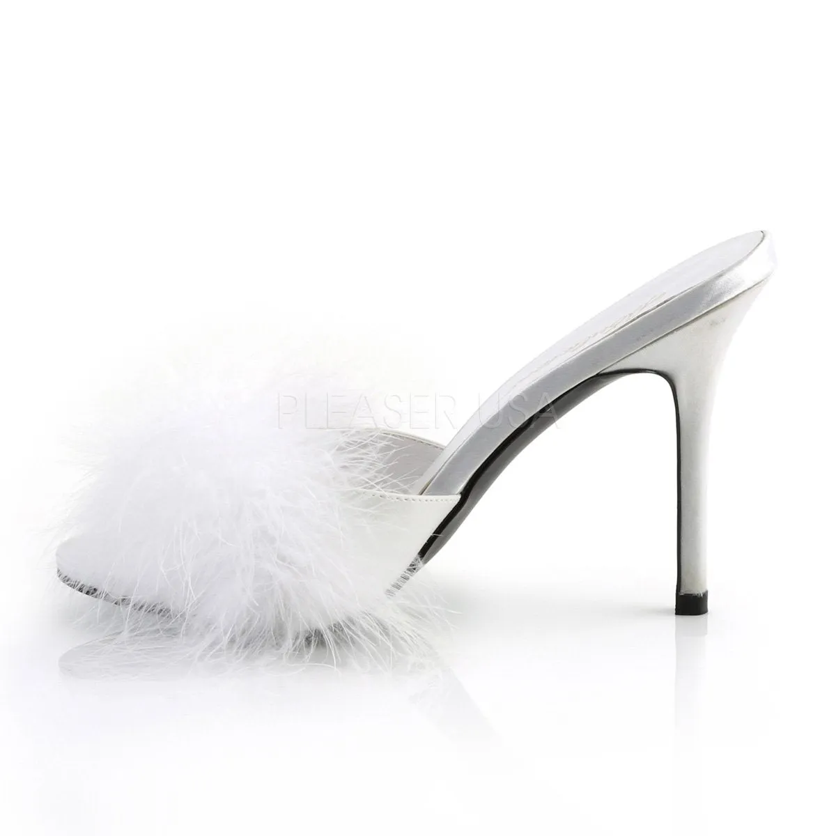 Marabou Feather Slipper with 4-inch Heel 4-colors PS-CLASSIQUE-01F