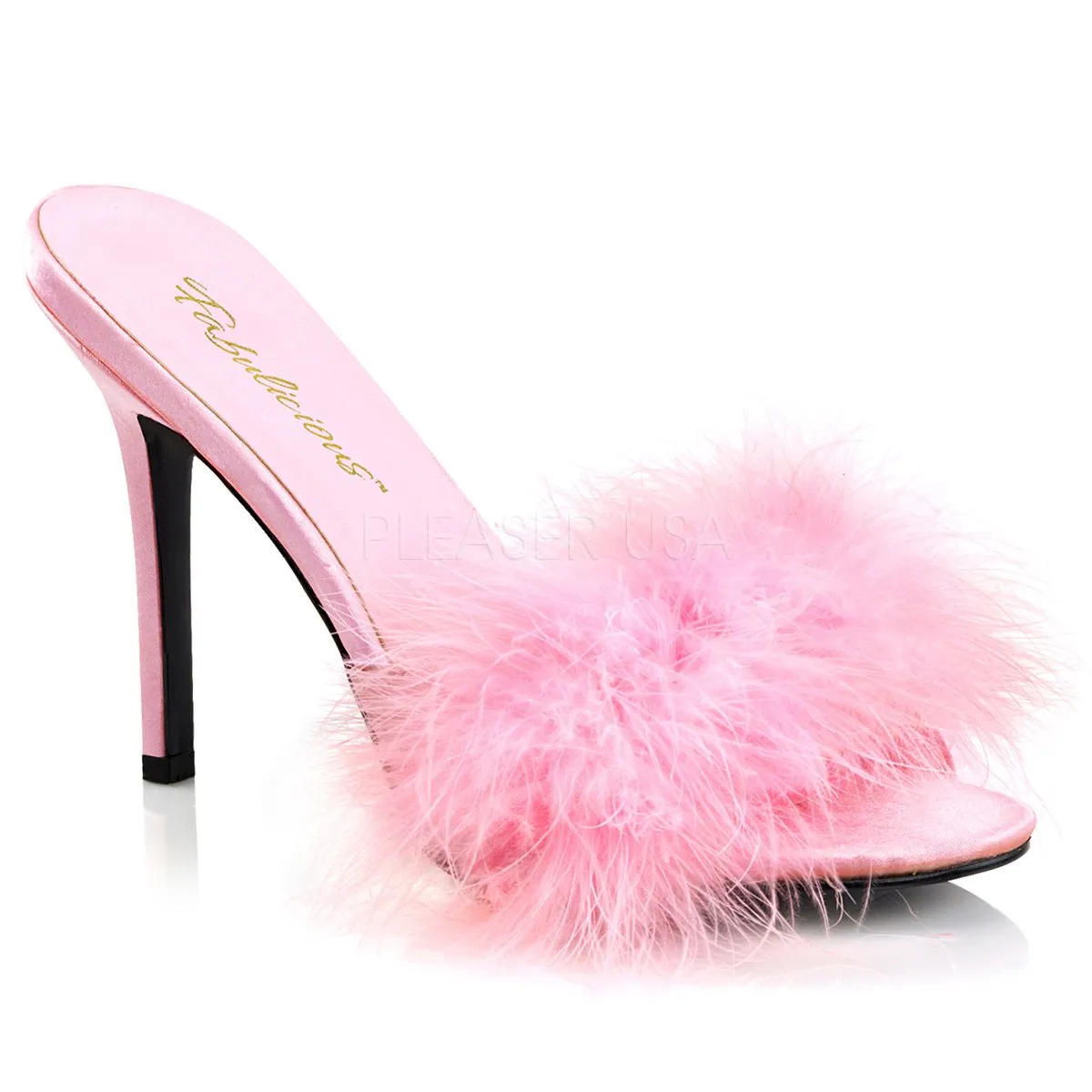Marabou Feather Slipper with 4-inch Heel 4-colors PS-CLASSIQUE-01F