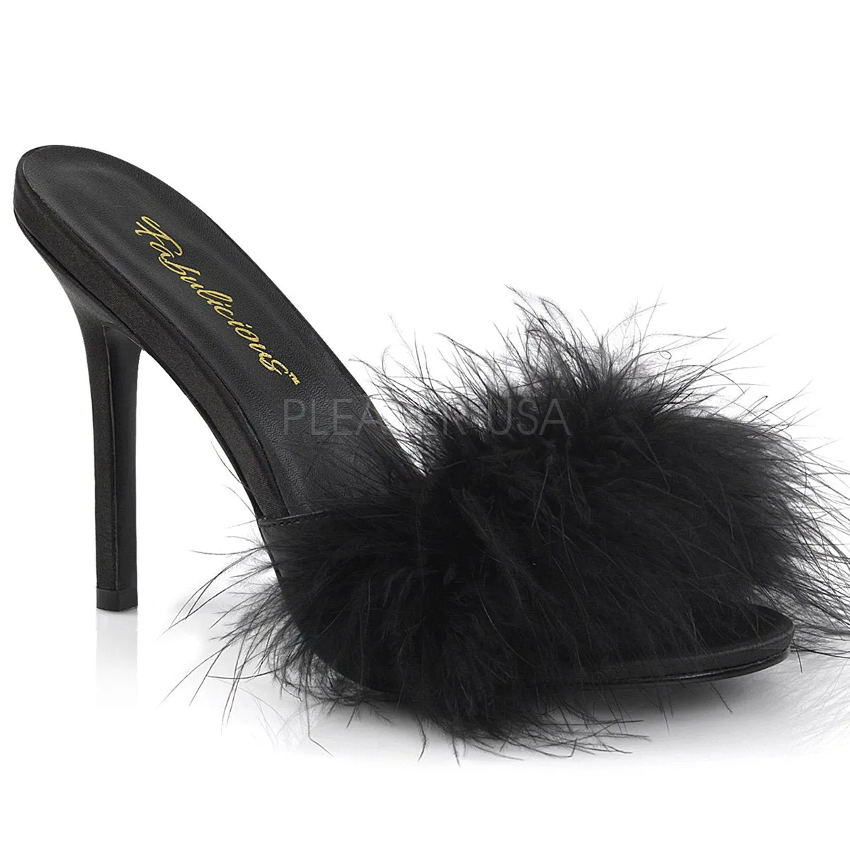 Marabou Feather Slipper with 4-inch Heel 4-colors PS-CLASSIQUE-01F