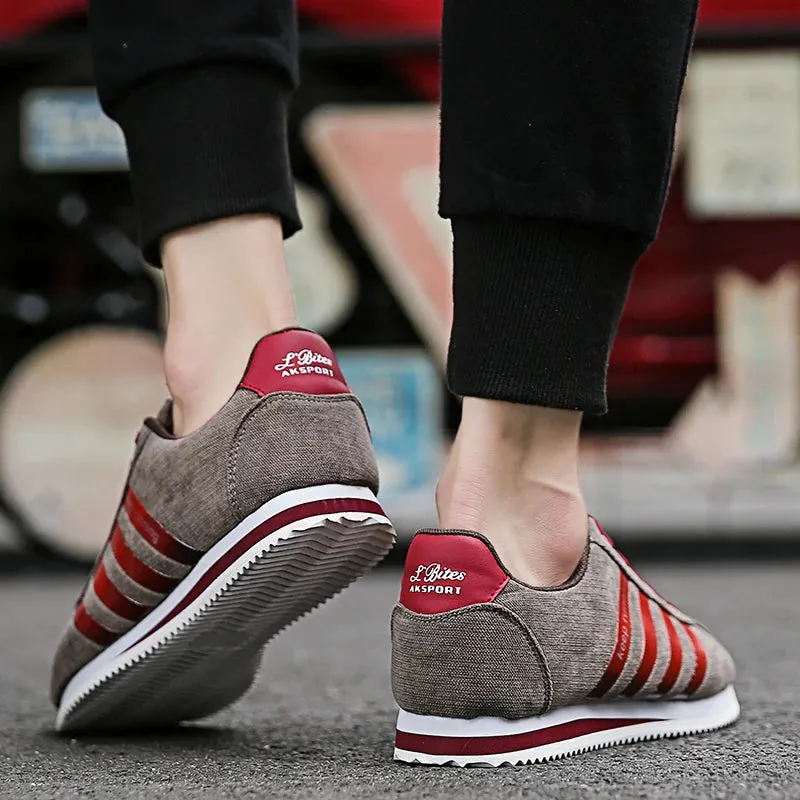 Men's Breathable Low Cut Lace Up Flat Bottom Sneakers