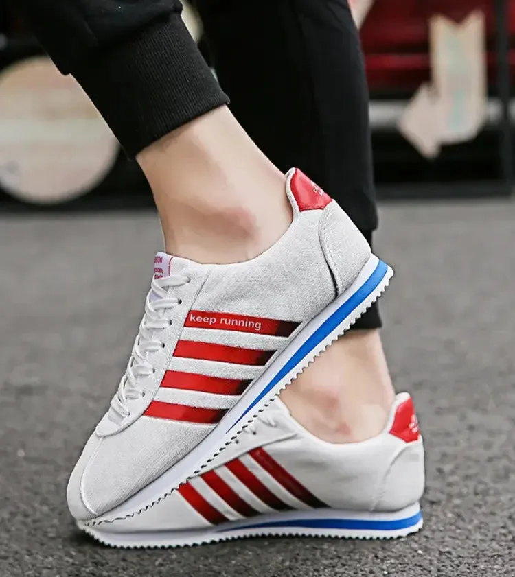 Men's Breathable Low Cut Lace Up Flat Bottom Sneakers
