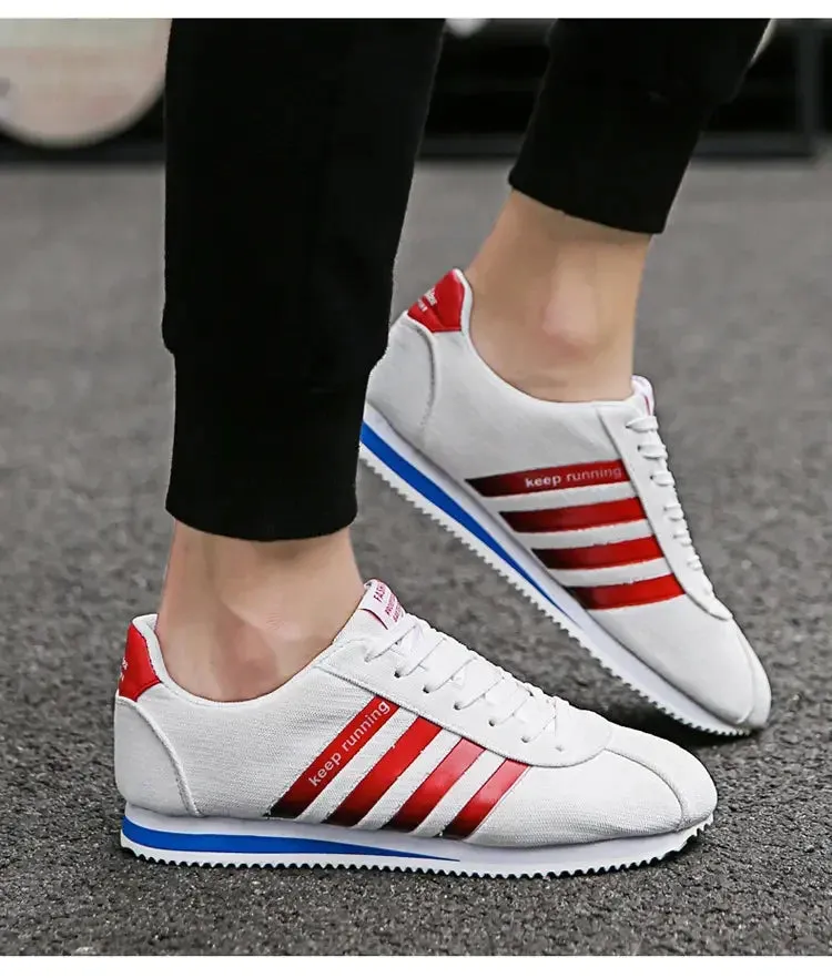 Men's Breathable Low Cut Lace Up Flat Bottom Sneakers