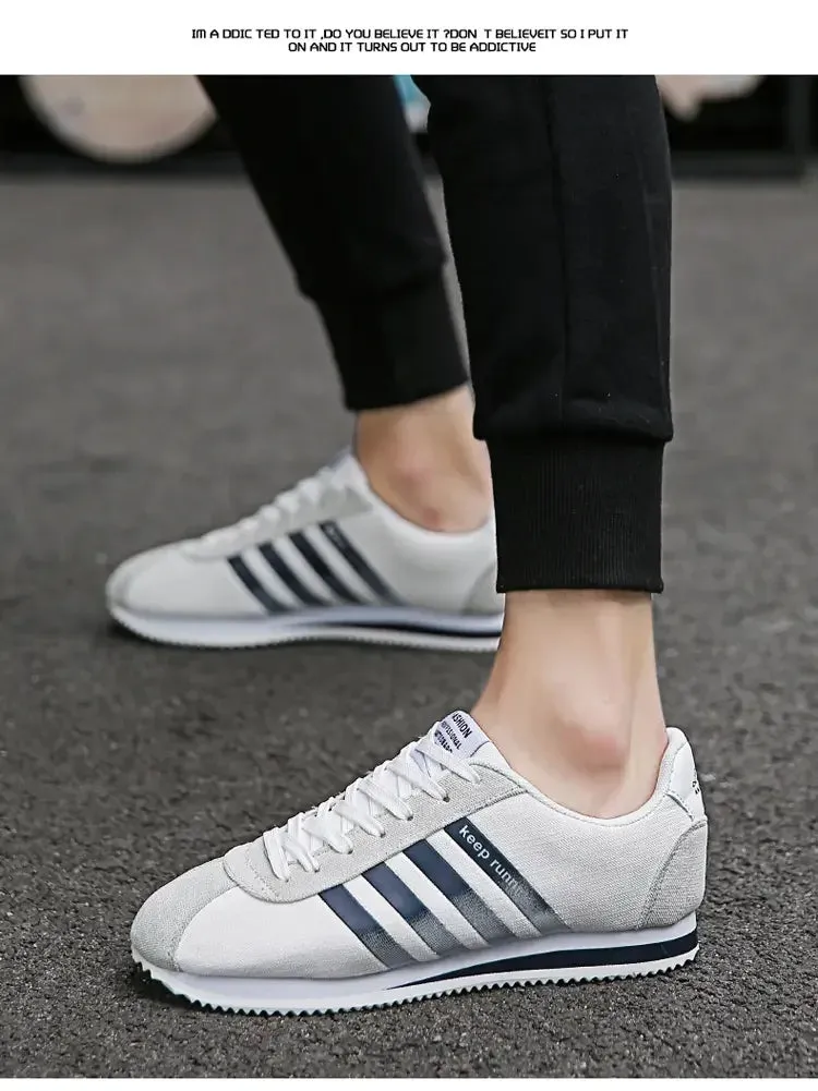 Men's Breathable Low Cut Lace Up Flat Bottom Sneakers