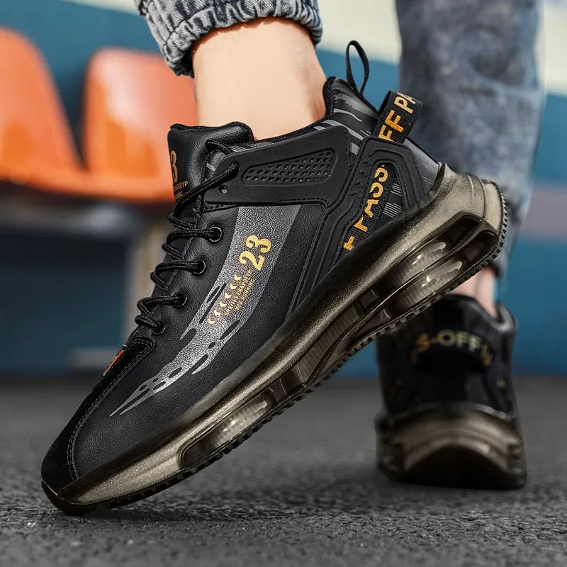 Men's Fashion Outdoor Jogging Sneakers - Mesh Breathable Cushioning - Black Basket Footwear in Big Sizes Stay Stylish and Active with best running shoes