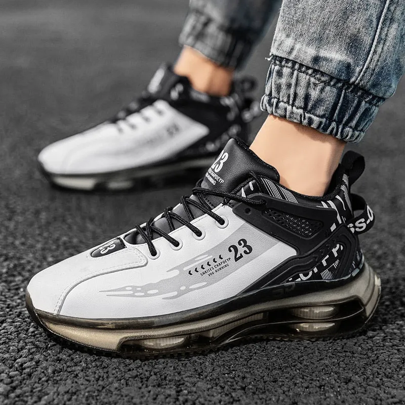 Men's Fashion Outdoor Jogging Sneakers - Mesh Breathable Cushioning - Black Basket Footwear in Big Sizes Stay Stylish and Active with best running shoes