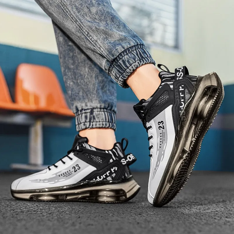 Men's Fashion Outdoor Jogging Sneakers - Mesh Breathable Cushioning - Black Basket Footwear in Big Sizes Stay Stylish and Active with best running shoes