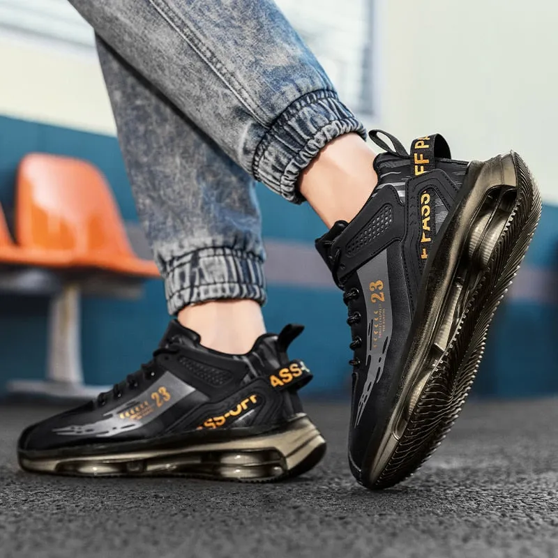 Men's Fashion Outdoor Jogging Sneakers - Mesh Breathable Cushioning - Black Basket Footwear in Big Sizes Stay Stylish and Active with best running shoes