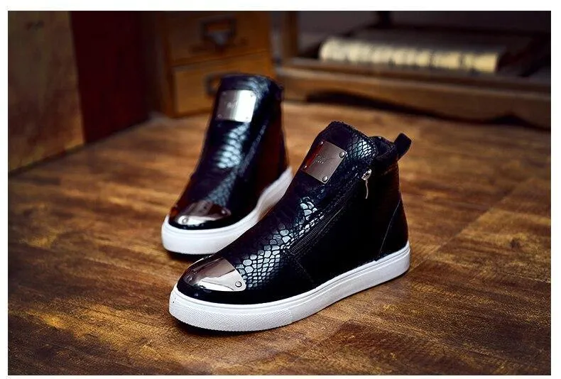 Men's High Top Zip Closure Vulcanized Sheos