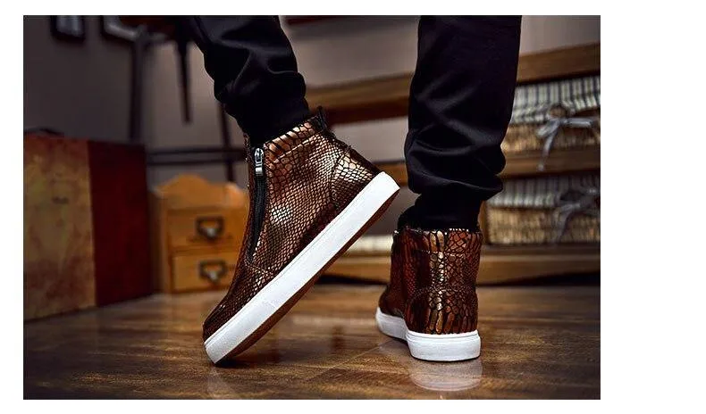 Men's High Top Zip Closure Vulcanized Sheos