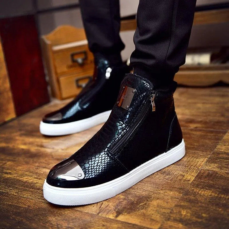 Men's High Top Zip Closure Vulcanized Sheos