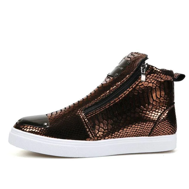 Men's High Top Zip Closure Vulcanized Sheos