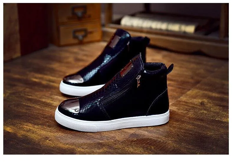 Men's High Top Zip Closure Vulcanized Sheos