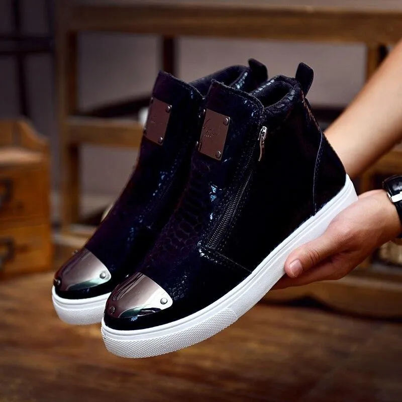 Men's High Top Zip Closure Vulcanized Sheos