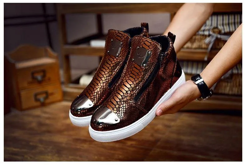 Men's High Top Zip Closure Vulcanized Sheos