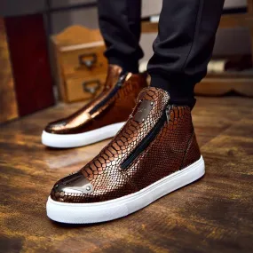 Men's High Top Zip Closure Vulcanized Sheos