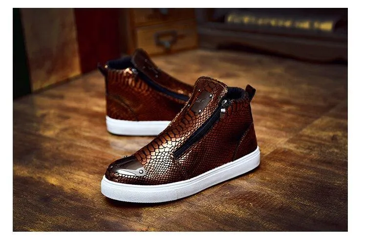 Men's High Top Zip Closure Vulcanized Sheos
