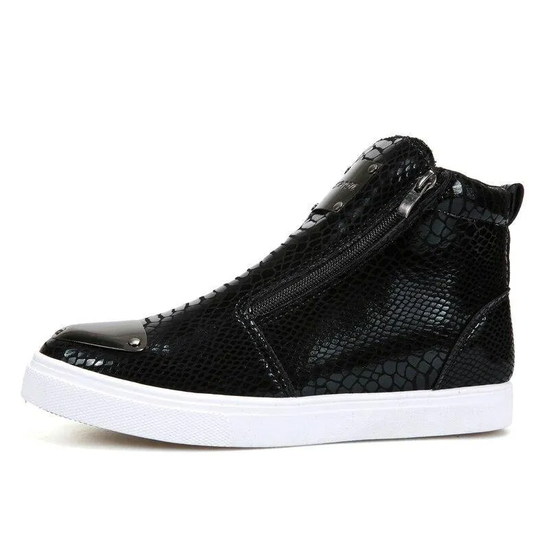 Men's High Top Zip Closure Vulcanized Sheos