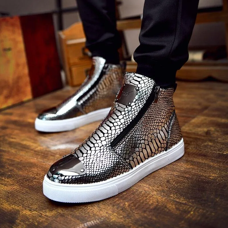 Men's High Top Zip Closure Vulcanized Sheos