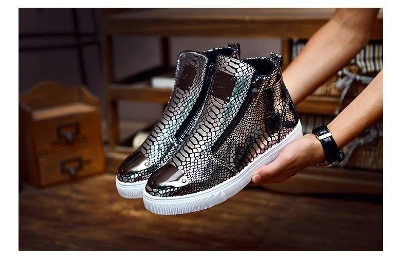Men's High Top Zip Closure Vulcanized Sheos