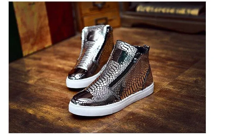 Men's High Top Zip Closure Vulcanized Sheos