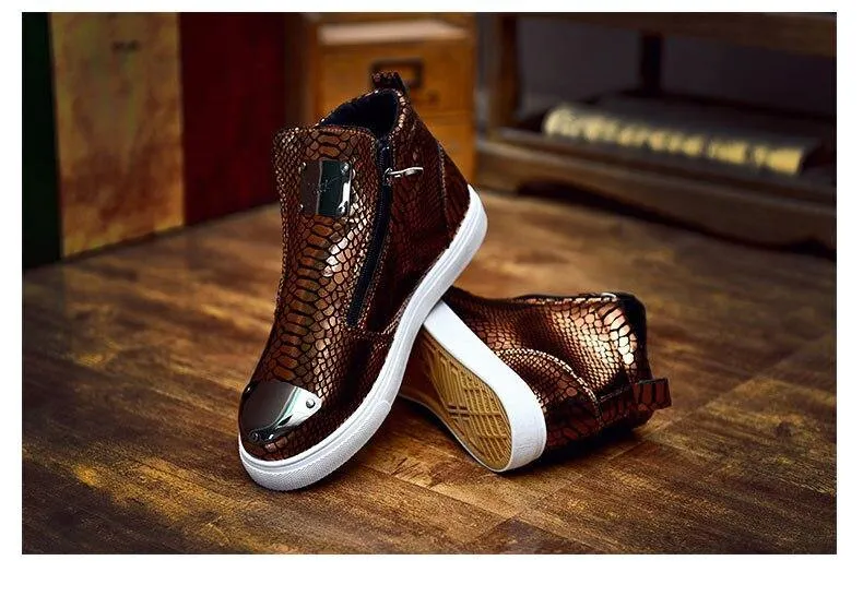 Men's High Top Zip Closure Vulcanized Sheos